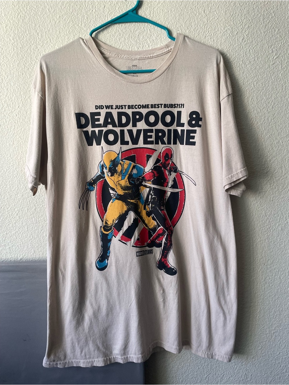 Deadpool & Wolverine Graphic Tee - Beige Marvel Shirt